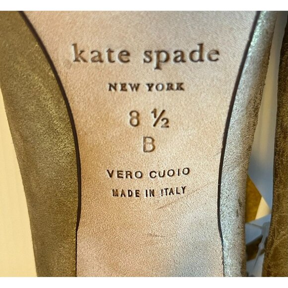 Kate Spade Gold Crackled Leather Strappy Peep Toe Heels, Size 8.5 (US) - Picture 10 of 11